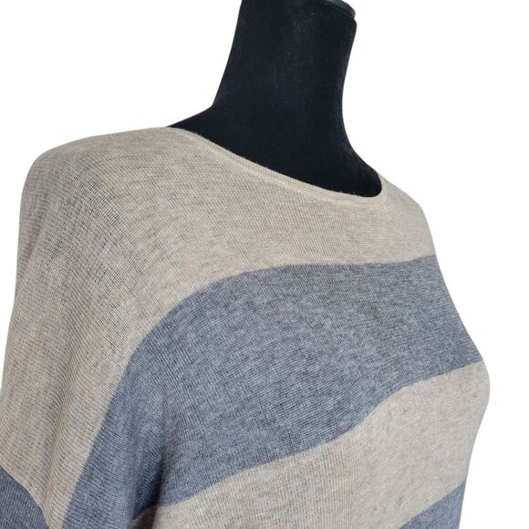 Eileen Fisher Tan and Gray Stripes Merino Blend Lightweight Sweater Size S - Picture 4 of 6